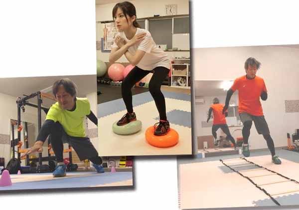 ラダー、パランスディスク、コーンアジリティー